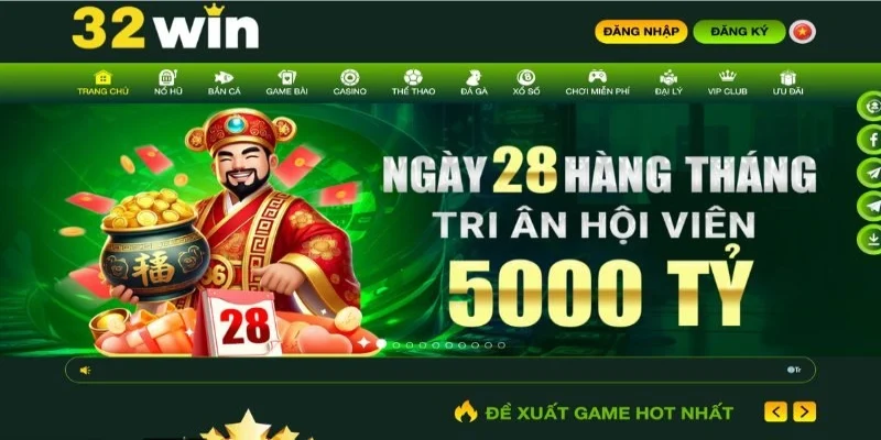 Giao diện casino 32WIN đẹp, ấn tượng